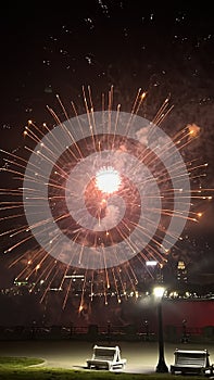 Nightly Fireworks Display at Niagara Falls on the border of USA and Canada