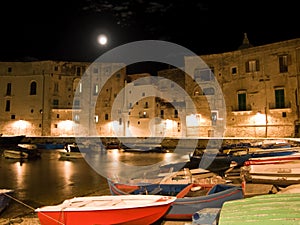 Nightly landscape of Monopoli. Apulia.