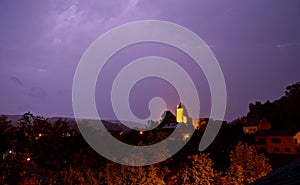Nightly thunderstorm over Bertrada Castle in Germany