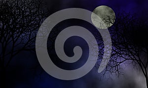 Nightmare creepy forest design background