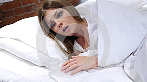 Nightmare, Sleeping Woman Awakes by Scary Dream