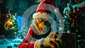 nightmare version of the Grinch.different disturbing christmas scene photo