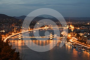 Nightscape of Budapest  from Freedom Mountain , Hungary, Europe.