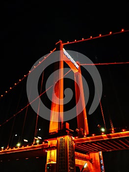 nightscene of grand yangtze river bridge