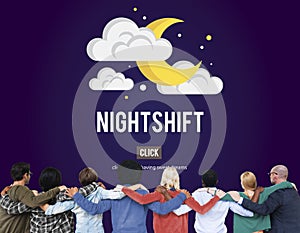 Nightshift Business Laptop People Time Work Concept