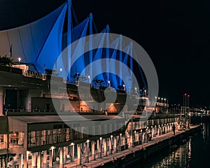 Nightshot of Canada Place in Vancouver BC Canada