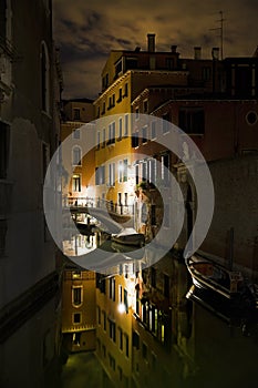 Nightshot of a Canal in the San Marco District in Venice