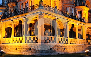 Nightshot of castle corridor