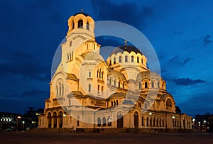 Nightshot of Cathedral Alexandar Nevsky in Sofia