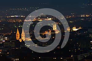 Nightshot of central area in Maribor city, Slovenia.