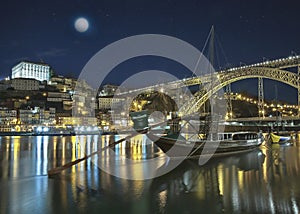 Porto nightshot with Douro - Portugal photo