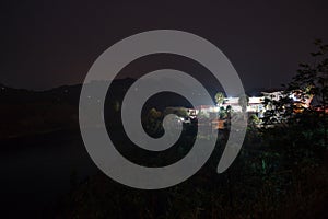 Nightshot of a Resort at Lake Kivu, Kibuye, Rwanda photo
