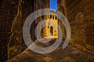 Nighttime ancient street of the city of Montepulciano