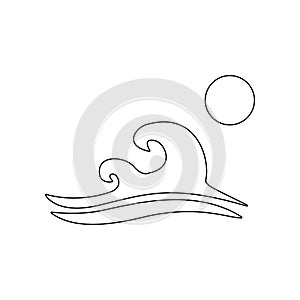 nighttime atmosphere at sea with the moon icon. Element of Beach for mobile concept and web apps icon. Outline, thin line icon for