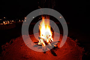 Nighttime campfire photo