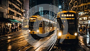 Nighttime Glides_ Hong Kong Trams Illuminating the