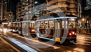Nighttime Glides_ Hong Kong Trams Illuminating the