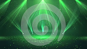 Nighttime laser light show background. Abstract spotlight rays on disco party in club or music concert. Modern realistic