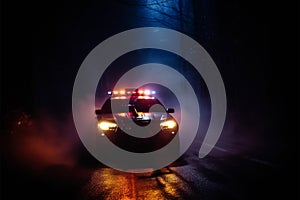 Nighttime police pursuit in thick fog, responding to a crisis