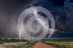 Lightning storm over field in Roswell New Mexico