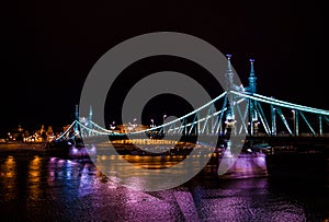 Nightview of liberty bridge in Budapest