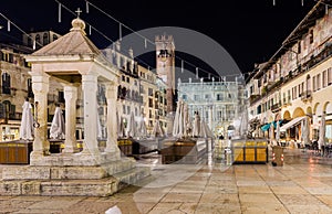 Nightview of Piazza delle Erbe in Verona