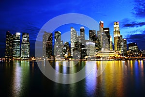Night skyline of singapore cbd