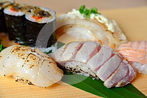 Nigiri sushi grilled rare chutoro Maguro