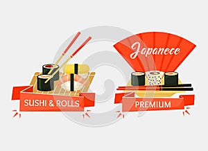 Nigirizushi and temaki sushi rolls banners