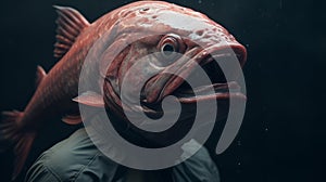 Nihil Fish: Hyper-realistic Animal Portrait With Red Mask photo