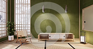 Nihon green room design interior -  room japanese style. 3D rendering photo
