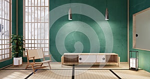 Nihon green room design interior -  room japanese style. 3D rendering