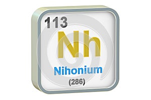 Nihonium chemical element, 3D rendering