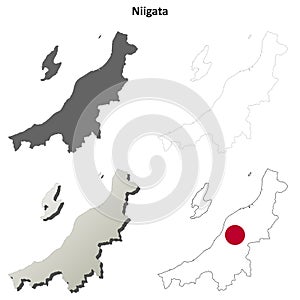 Niigata blank outline map set