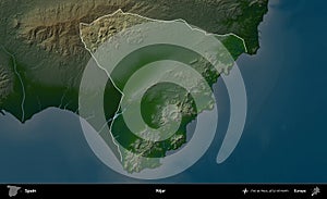 Nijar highlighted, Spain. Physical