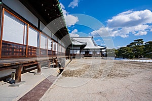 Nijo Castle with snow in winter. Kyoto, Japan.