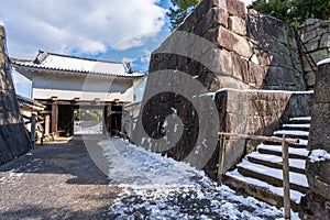 Nijo Castle with snow in winter. Kyoto, Japan.