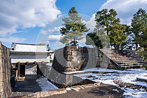 Nijo Castle with snow in winter. Kyoto, Japan.