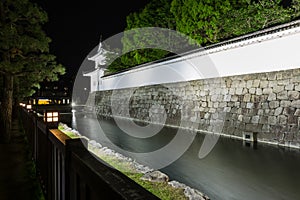 Nijo Jo Castle at Night, Kyoto, Japan. Historical building