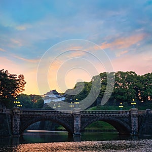 Nijubashi bridge in front of Tokyo Imperial palace in Tokyo, Japan