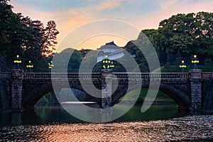 Nijubashi bridge in front of Tokyo Imperial palace in Tokyo, Japan