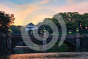 Nijubashi bridge in front of Tokyo Imperial palace in Tokyo, Japan