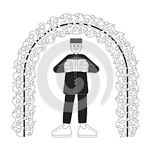 Nikah ceremony officiant monochrome concept vector spot illustration