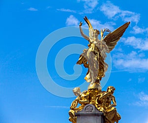 Nike (Goddess of Victory) Statue on the Victoria Monument Memorial outside Buckingham Palace, London