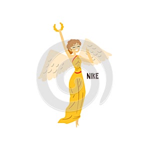 Nike Olympian Greek Goddess, ancient Greece mythology character vector Illustration on a white background
