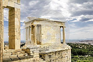 Niki Apteros Temple on the Acropolis hill in Athens in Greece photo