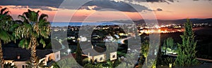 Nikiti town, Chalkidiki, Greece, top view panorama cityscape in