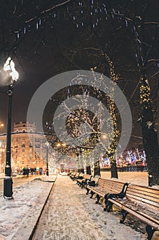 Nikitsky Boulevard at Christmas in Moscow, Russia