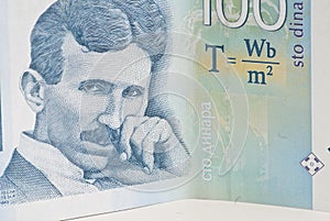 Nikola Tesla on Hundred Dinars, Serbian Money