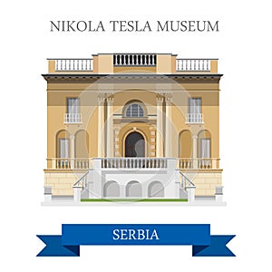 Nikola Tesla Museum Belgrade Serbia flat vector attraction sight